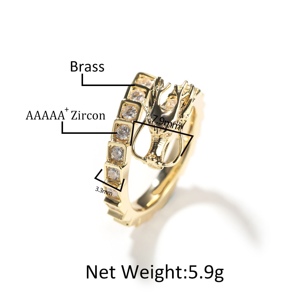 Rings Hip Hop Chinese Adjustable Ring Copper Zircon St. Valentine's