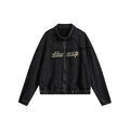 Unisex Jacket Retro Washed Distressed Stand Collar Jacket