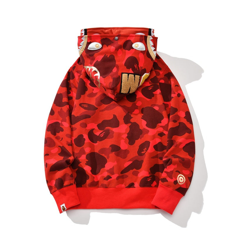 Ape Hoodie Gold Shark Double Hat Camouflage