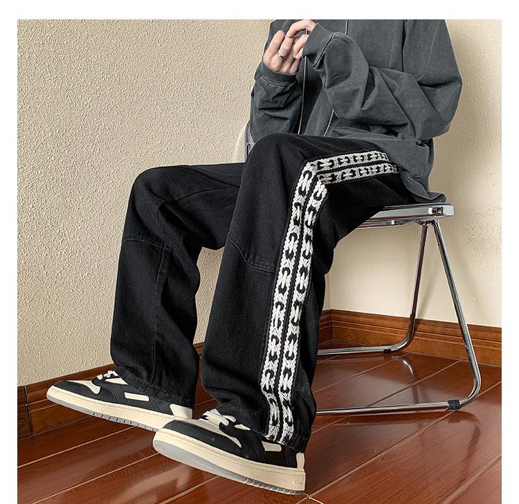 Men Jeans Autumn Vintage Oversize Pants Loose Straight Wide Leg Pants