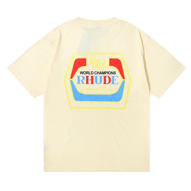 Rhude T Shirt Micro Label Wheat Ear Letter Print Short Sleeve T-Shirt