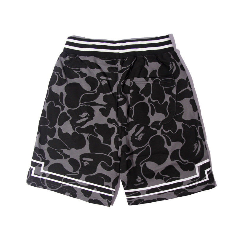 Bathing ape Bape Shorts camouflage alphabet shark shorts men cotton terry lightning