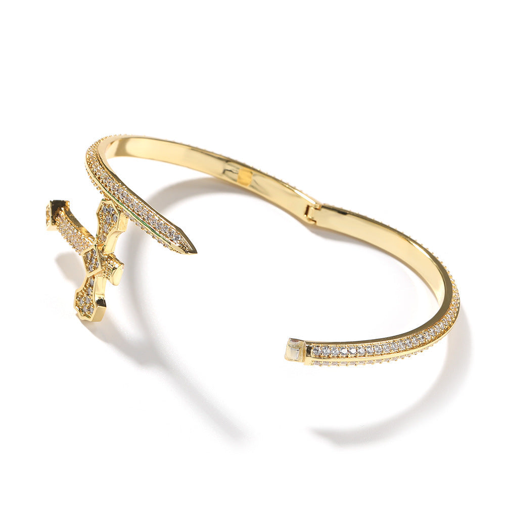 Bracelet Sword of Justice Bracelet Copper Zircon Full Diamond Trend Armament Jesus Pieces Spectrum