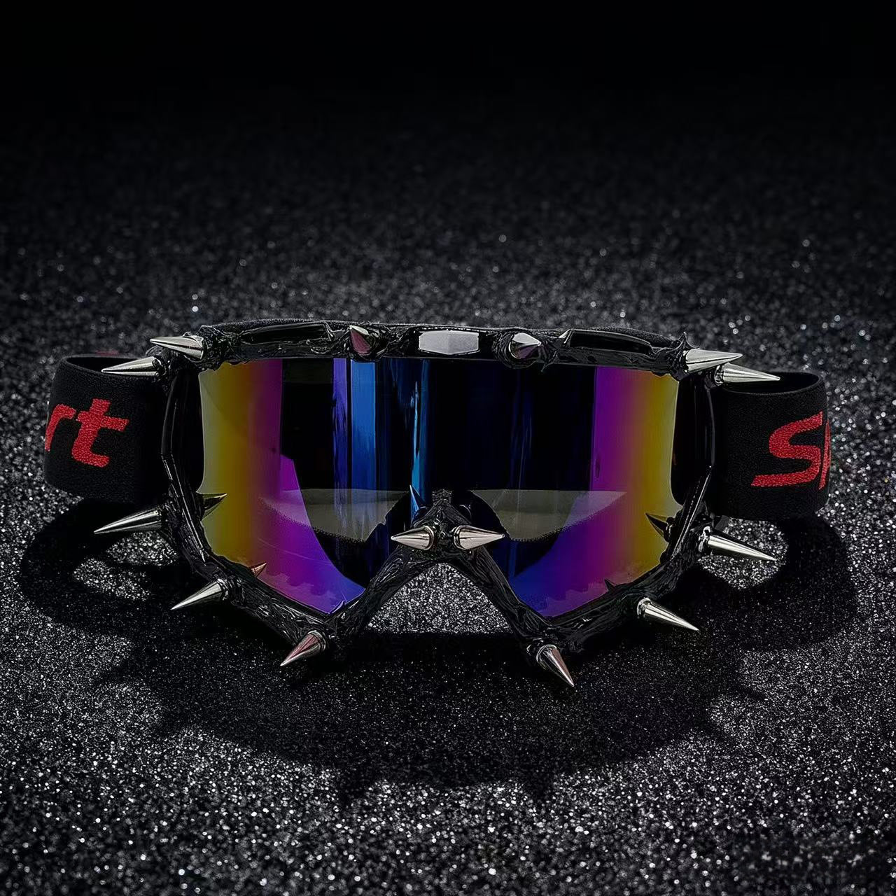 Trendy punk glasses metal rivet eye protection sponge