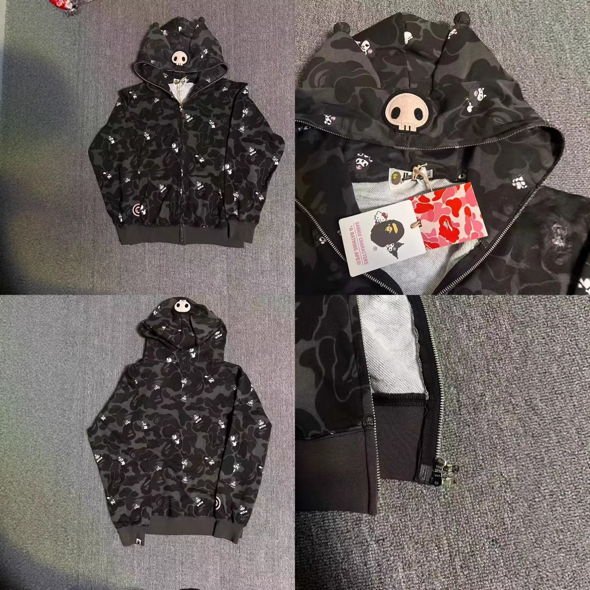 Bathing ape hoode bape co-branded hello kitty kuromi looseoutwearautum