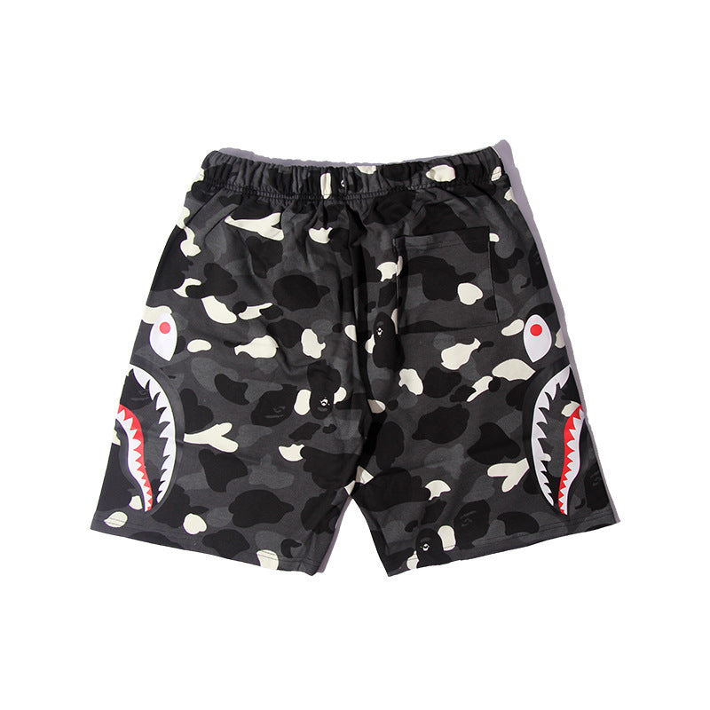 Bathing ape Bape Shorts Camo luminous shark side print five-point pants straight beach pants