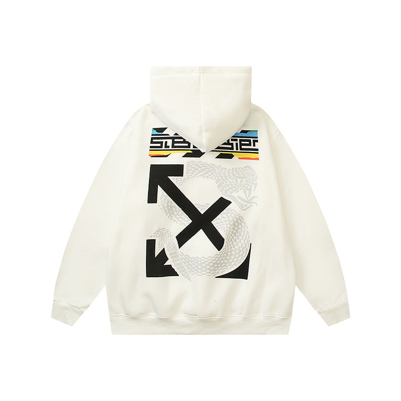 OW   hoodie boa pattern arrow fleece hooded
