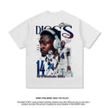 Nba T Shirt Vintage Printed Short-Sleeved T-shirt Men's Washed Fashion