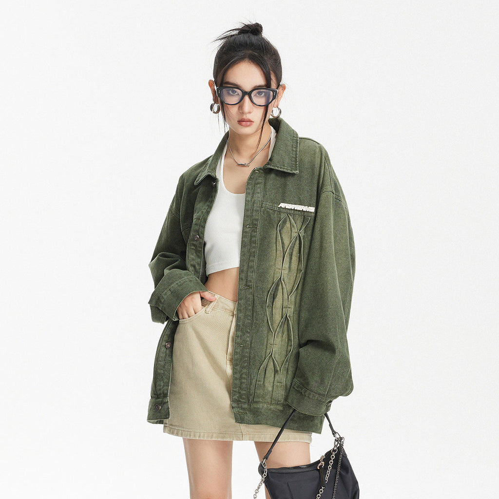 Unisex Jacket Vintage Distressed Washed Denim Jacket Loose Jacket