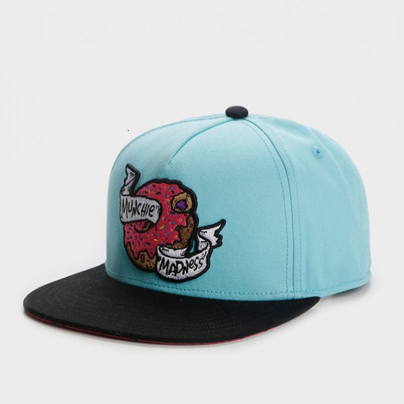 Trendy flat brimmed snapback hats cartoon pattern