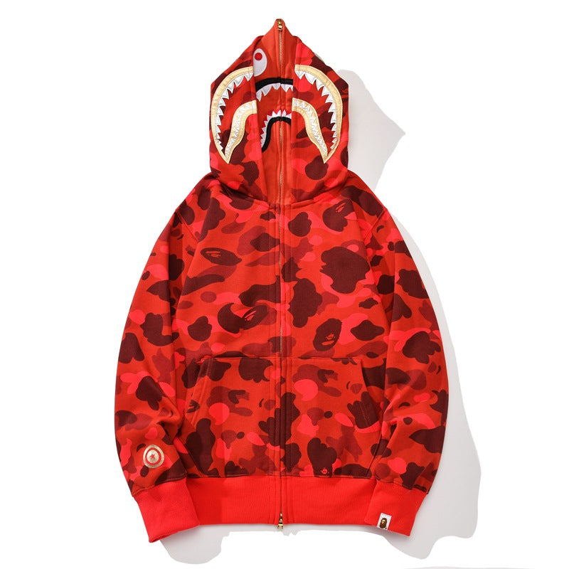 Ape Hoodie Gold Shark Double Hat Camouflage