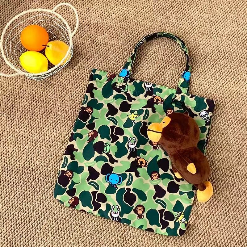 Bathing Ape Bape Bag Blue-green camouflage little monkey cartoon doll, storage handbag