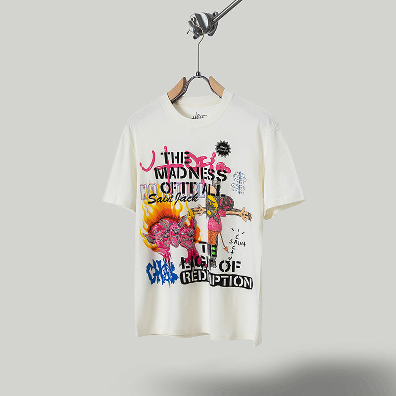 Travis Scott T-Shirt Travis Scott Utopia Graffiti Casual Print Short Sleeve