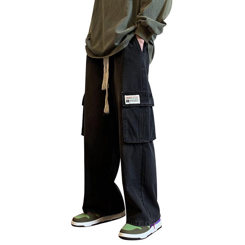 Men Jeans Fall Wide-Leg Casual Pants Baggy Straight Trousers