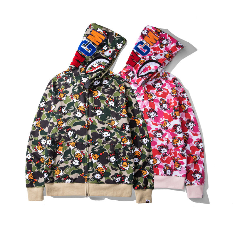 Bathing Ape Hoodie Full Print Hello Kitty Cardigan Zipper