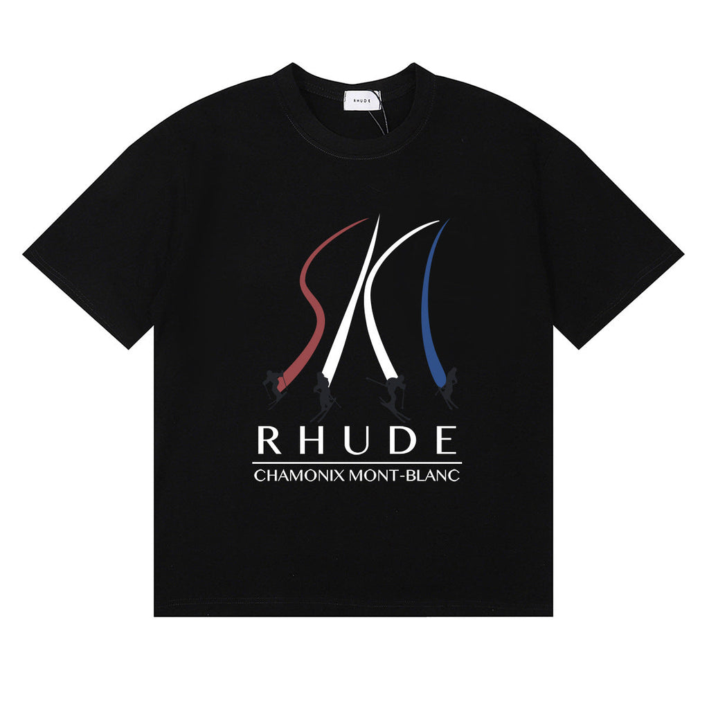 Rhude T Shirt Ski Theme Letter Print Short Sleeve T-Shirt