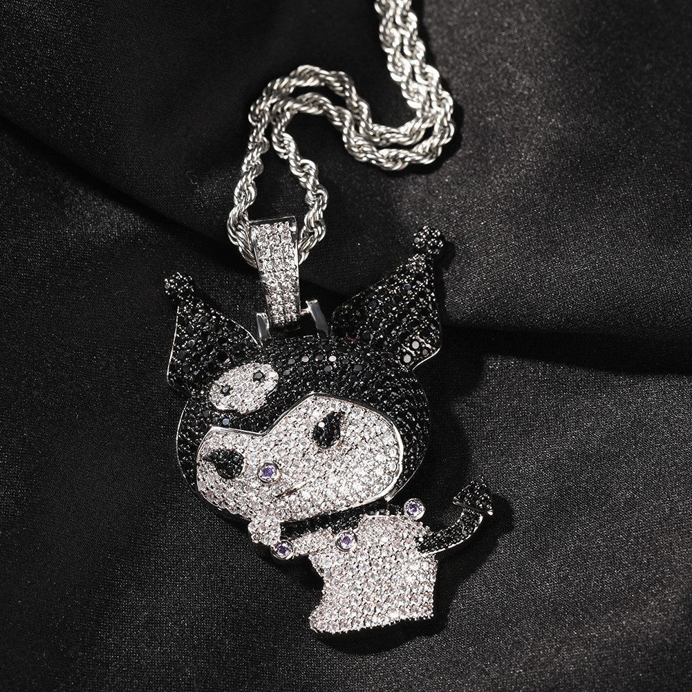 Jewelry Copper Zircon Little Demon Kuromi Necklace Design Sense Angel Pieces St. Valentine's Spectrum