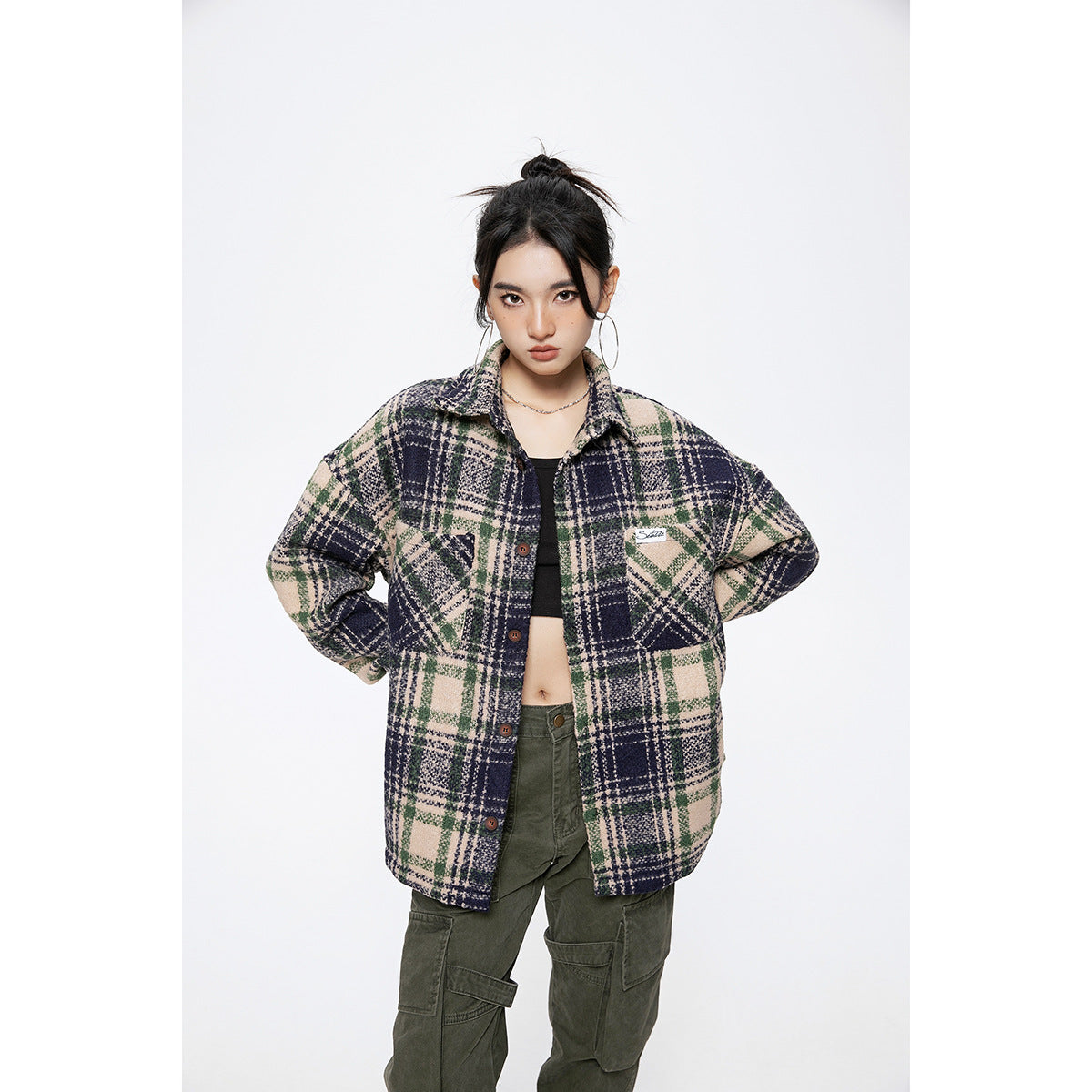 Unisex Jacket Retro Plaid Shirt Men and Women Loose Jacket