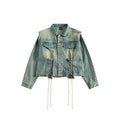 Unisex Jacket Retro Washed Denim Jacket Coat