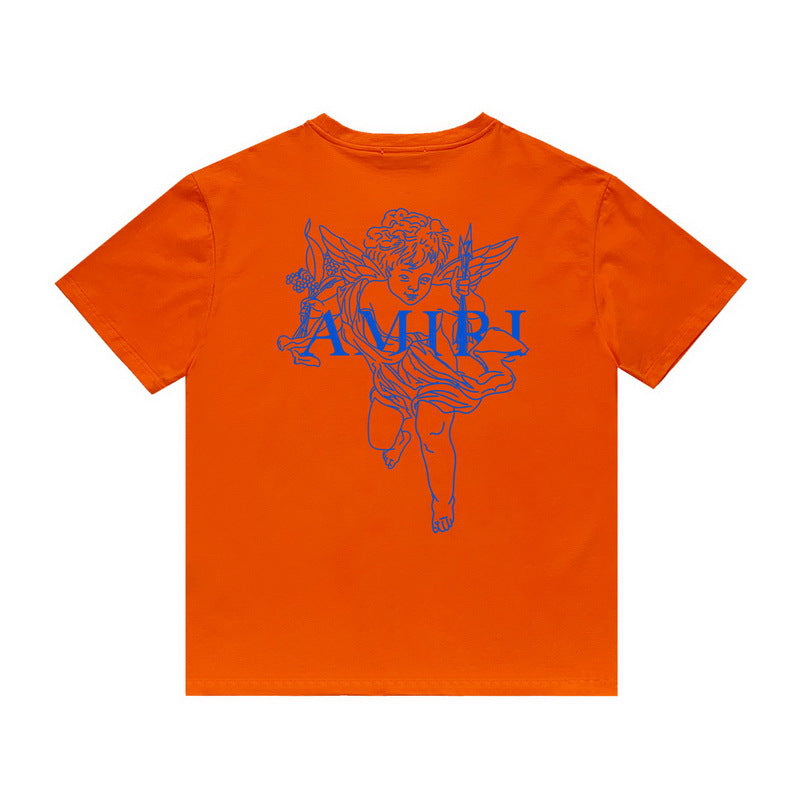 Amiri T Shirt Angel Sketch Printed Casual Hip Hop Short Sleeve T-shirt