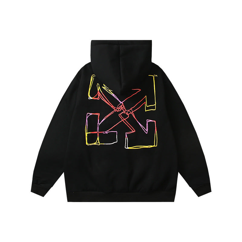 OW  hoodie cartoon series arrow pattern fleece hooded
