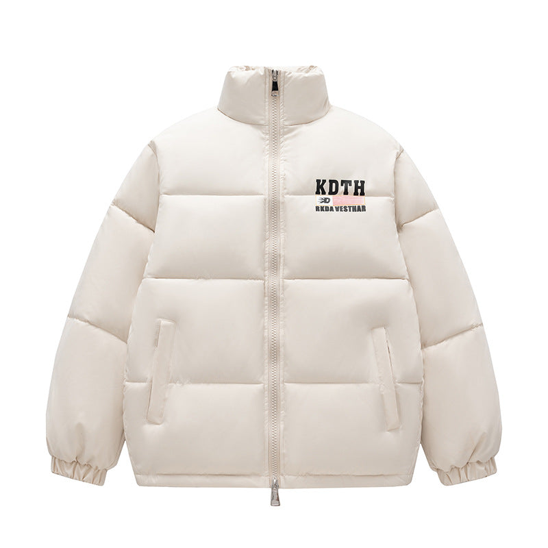 Mens Vintage Jackets Cotton Clothing Short High Street Stand-Up Collar Warm Padded Jacket