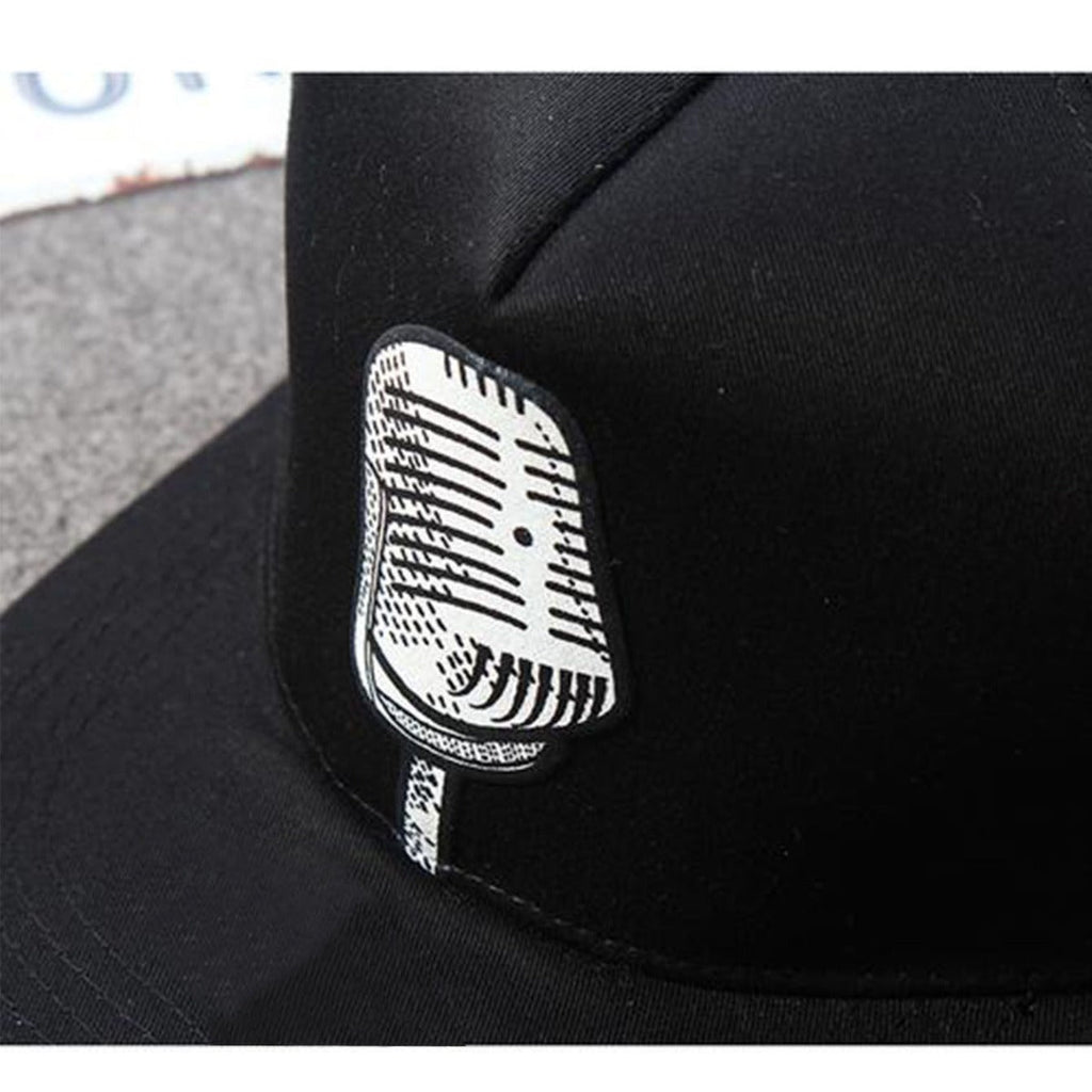 Trendy flat brimmed snapback hats headphone microphone shade
