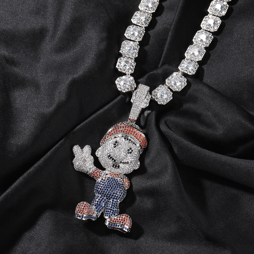 Jewelry Trendy Brand Anime Cartoon Pendant Hip Hop Full Diamond Spectrum Animal