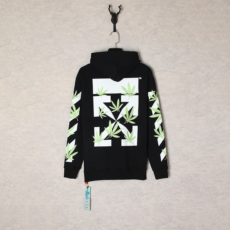 OW  hoodie embroidered plant leaf arrow hooded