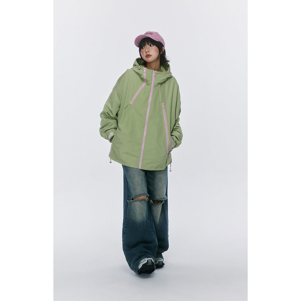 Unisex Jacket Zipper Mechanical Style Outdoor Jacket Coat Hooded Jacket