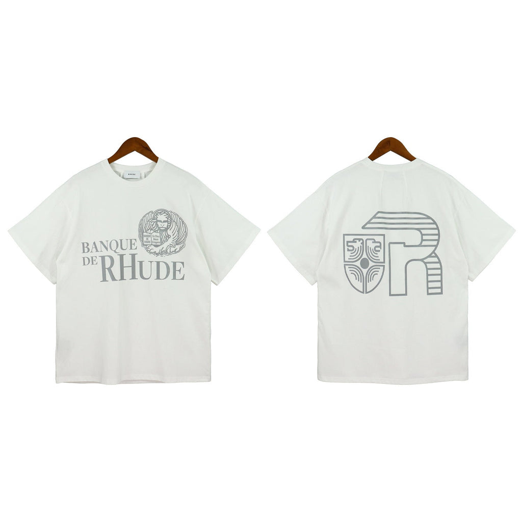 Rhude T Shirt Micro Label Letter Logo Line Pattern Short Sleeve T-Shirt Loose