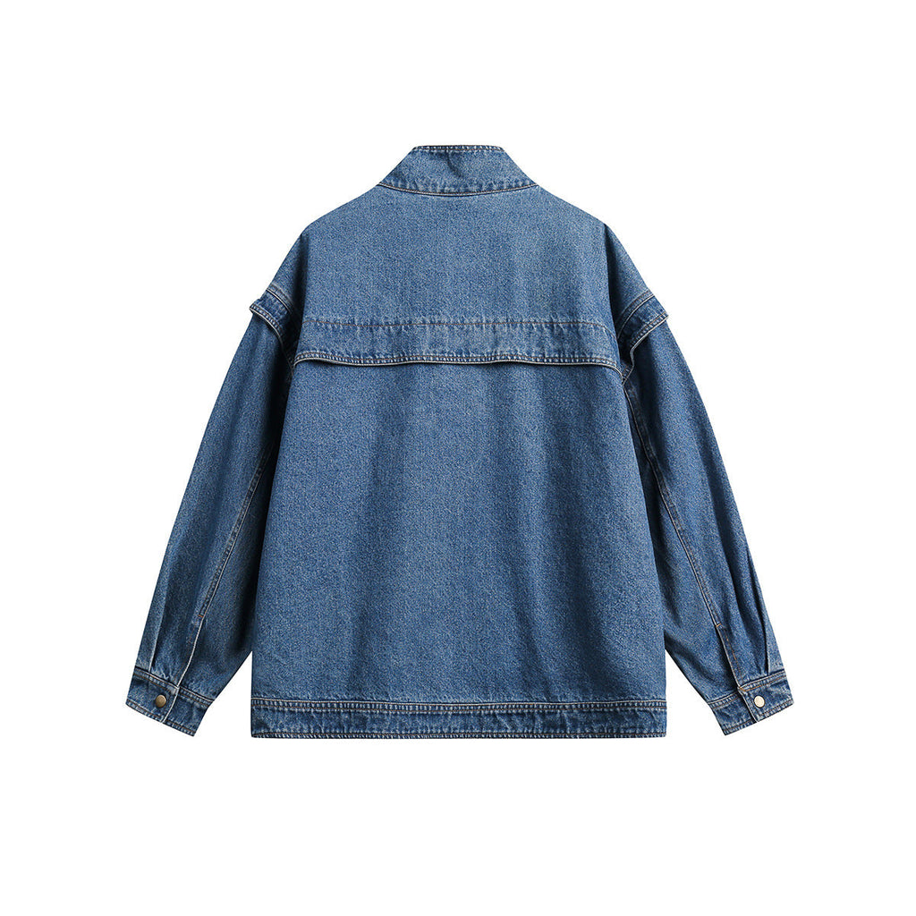 Unisex Jacket Retro Washed Denim Jacket Loose Denim Jacket