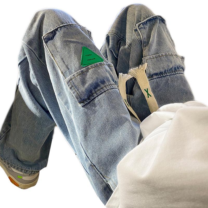 Men Jeans Cargo Jeans Loose Straight Wide Leg Casual Trousers