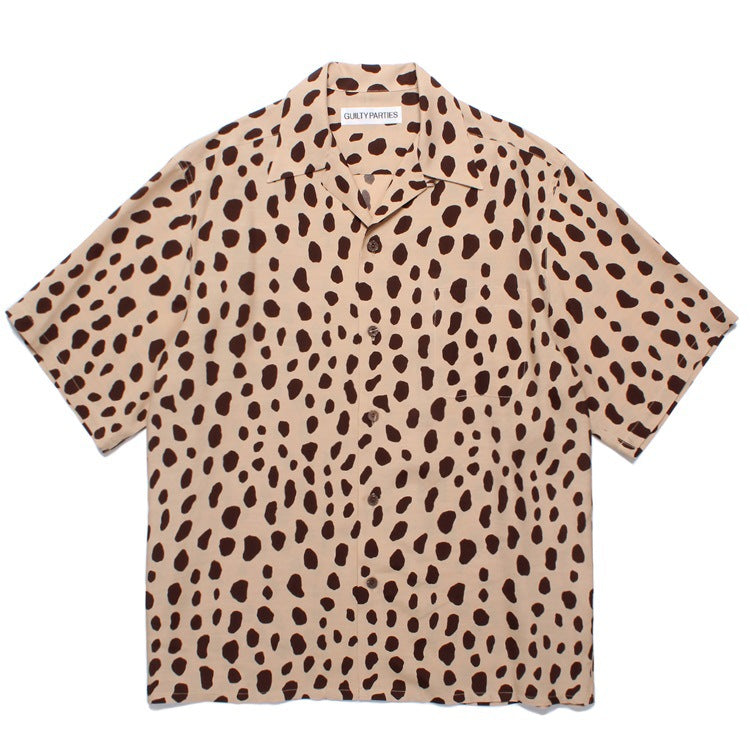 GUILTYPARTIES TIGER Shirts 24ss LEOPARD SHIRT Leopard print Hawaiian short-sleeved shirt men