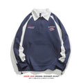 Men Pullover Hoodie Spring Color Matching Polo Shirt Men Loose-Fitting Casual Pullover
