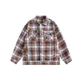 Unisex Jacket Vintage Plaid Workwear Jacket Men and Women Couple Casual Loose Spring and Autumn Coat
