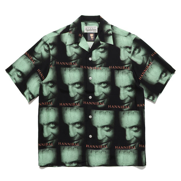 GUILTYPARTIES TIGER Shirts 22ss Exclusive Hannibal Movie Series Portrait Full Print Short Sleeve Shirt Men