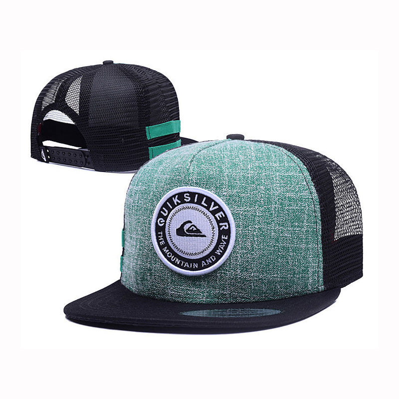 Trendy flat brimmed snapback hats men's and women's adjustable mesh hat