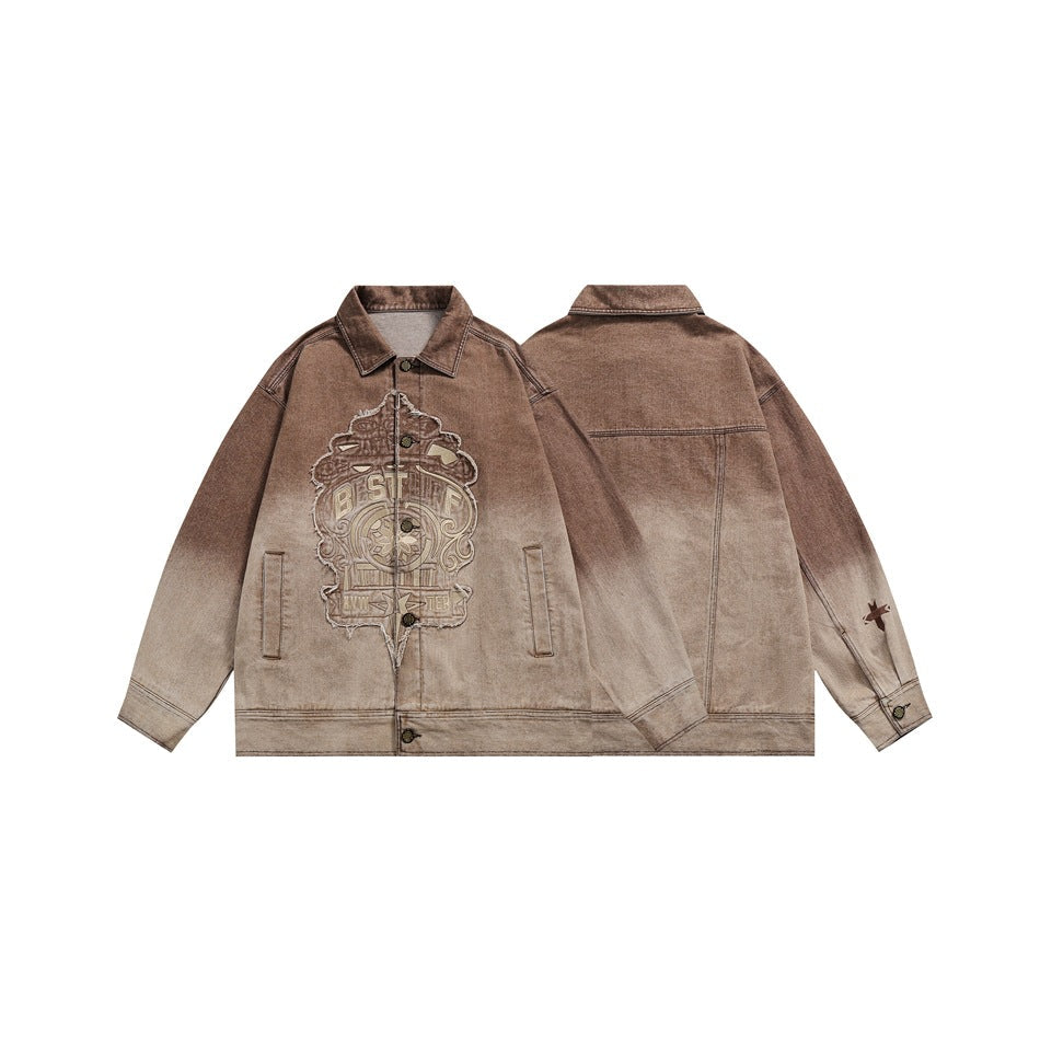 Unisex Jacket Vintage Jacket Loose Lapels Denim Jacket