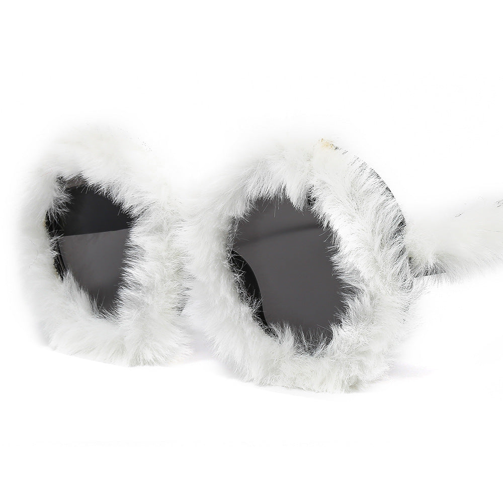 Trendy punk glasses stuffed funny round frame