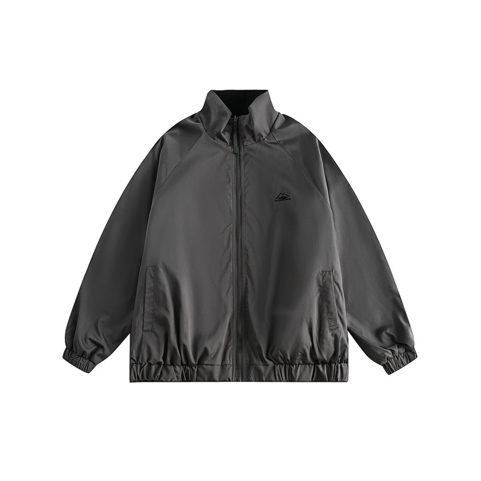 Unisex Jacket Vintage Double-Sided Men's Stand Collar Spring and Autumn Coat