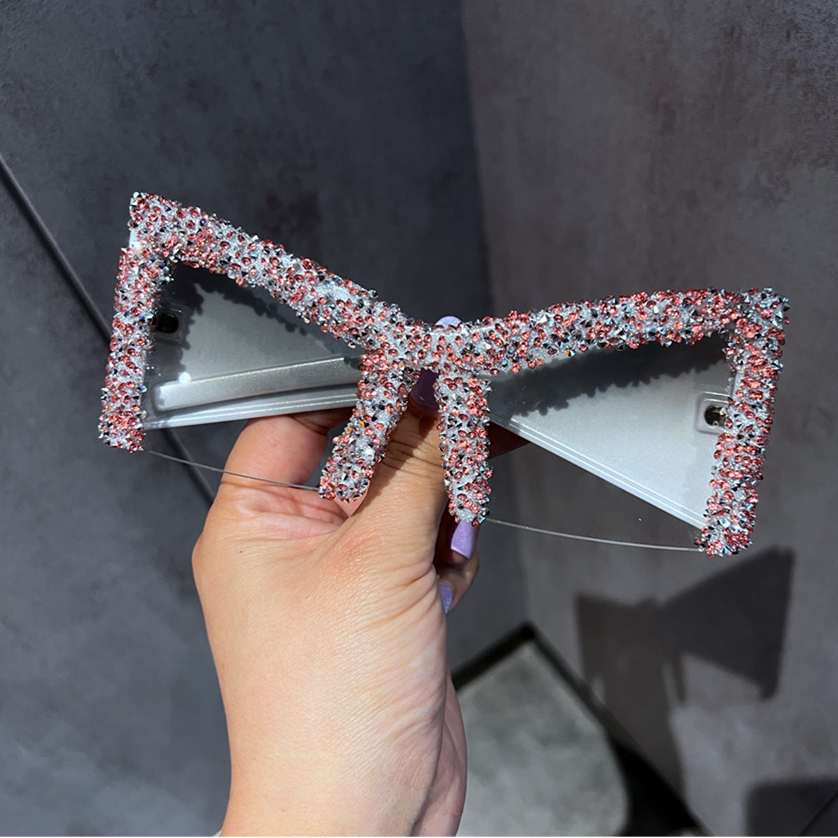Trendy punk glasses cat eyes with diamonds