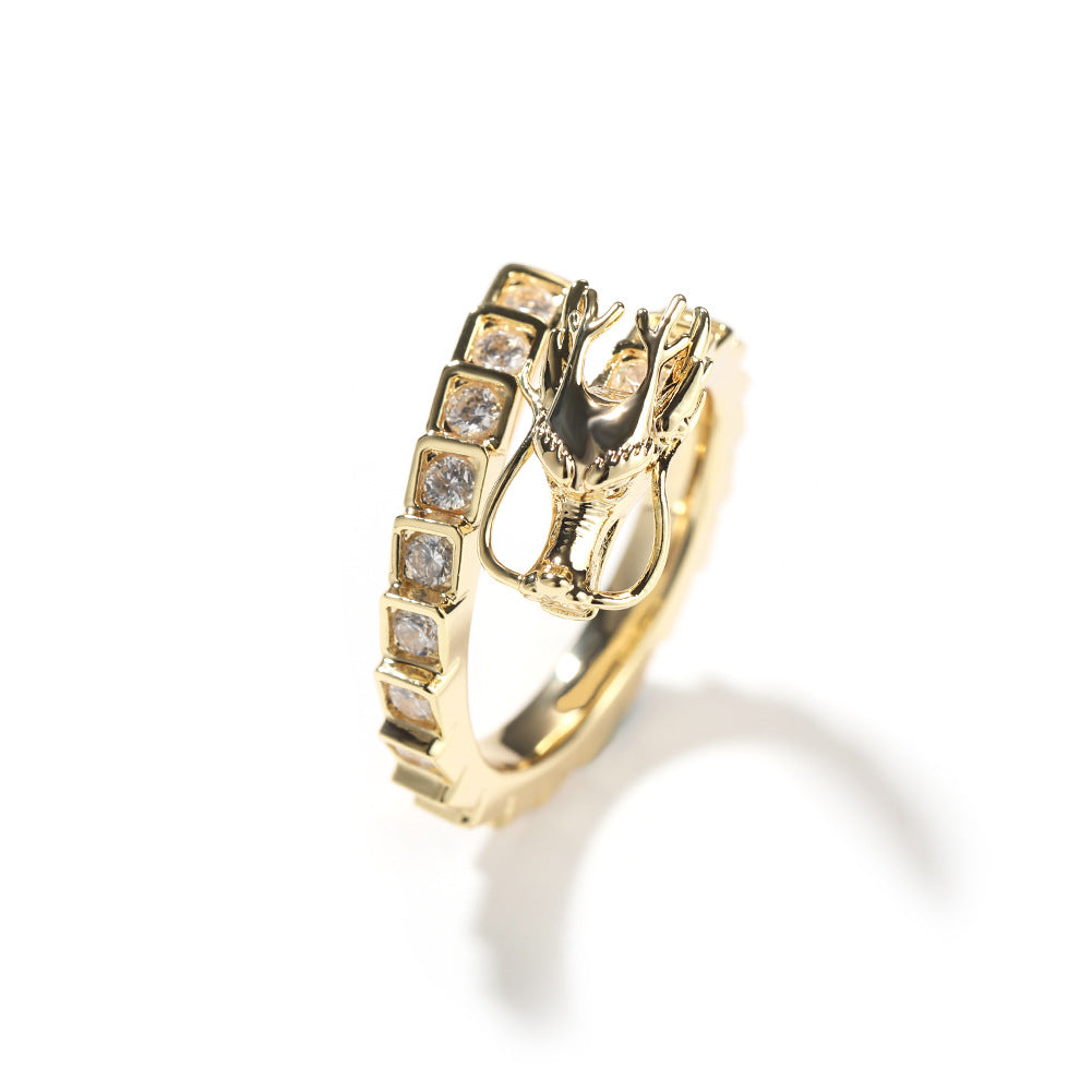 Rings Hip Hop Chinese Adjustable Ring Copper Zircon St. Valentine's