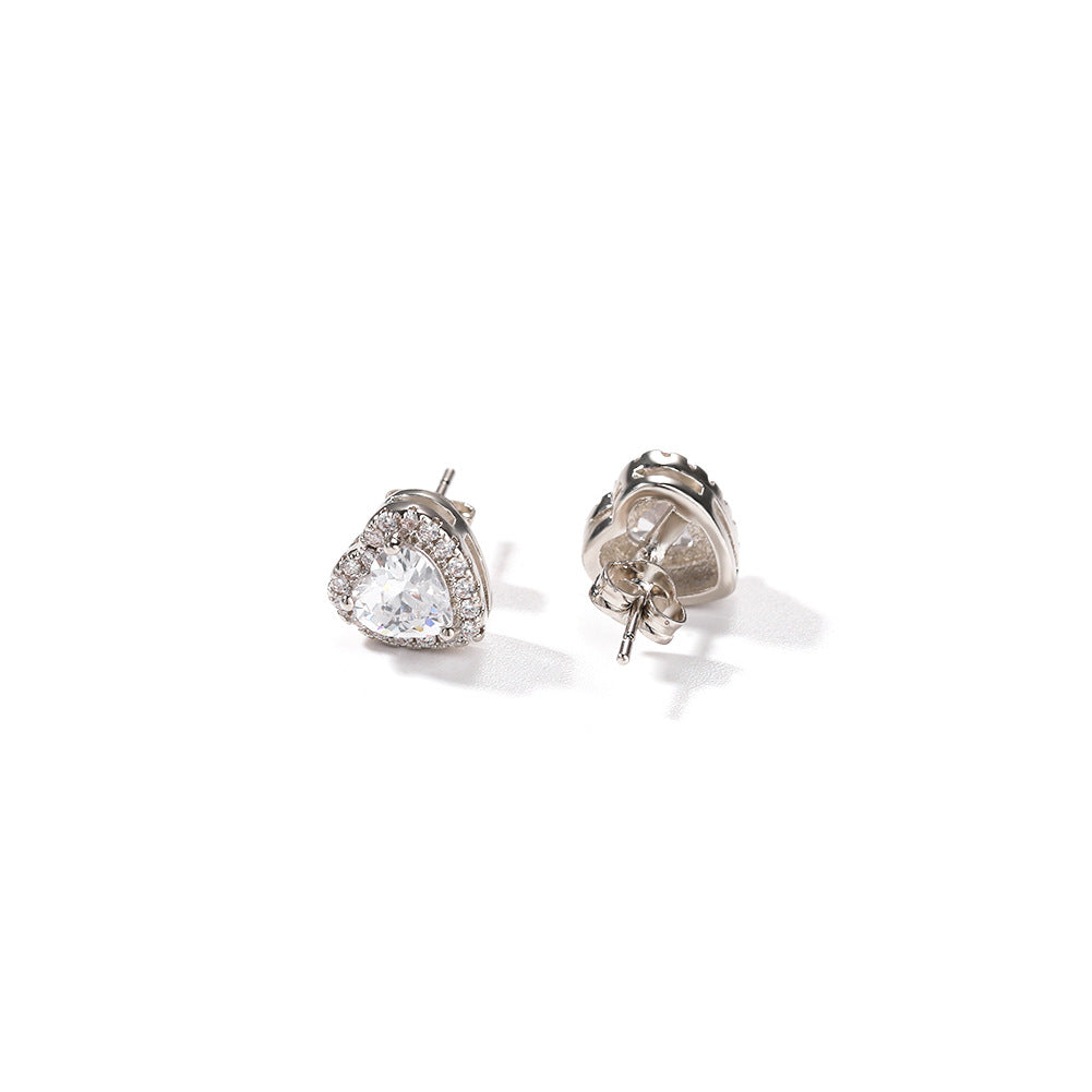 Earrings Heart Zircon Earrings St. Valentine's Spectrum