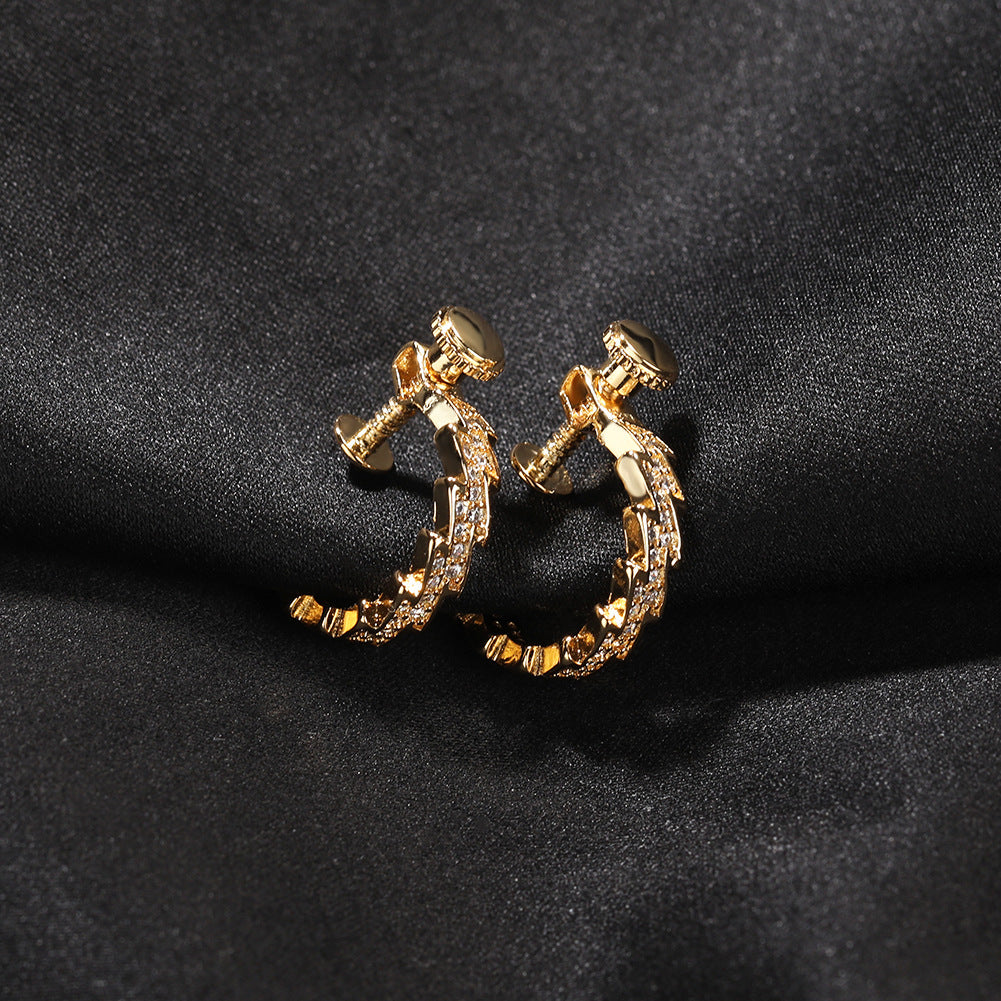 Earrings Zircon Spiral Buckle Lightning Earrings lightning Spectrum