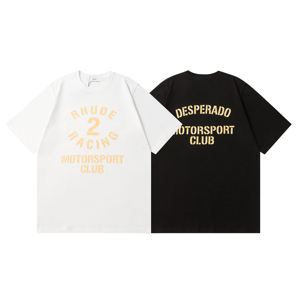 Rhude T Shirt Racing Club Alphabet Slogan Printed Short Sleeve T-Shirt