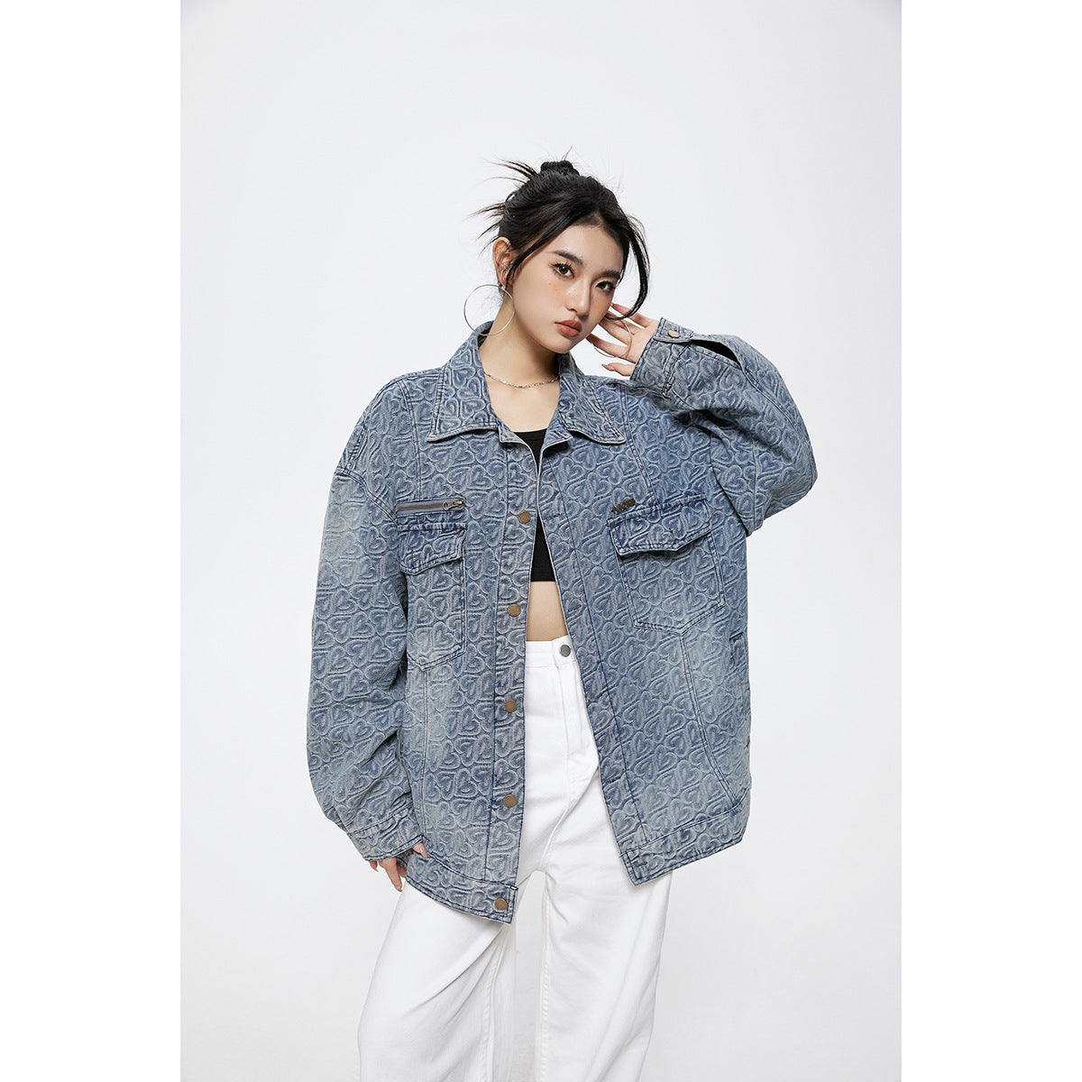 Unisex Jacket Retro Washed Overalls Men and Women Couple Loose Denim Jacket