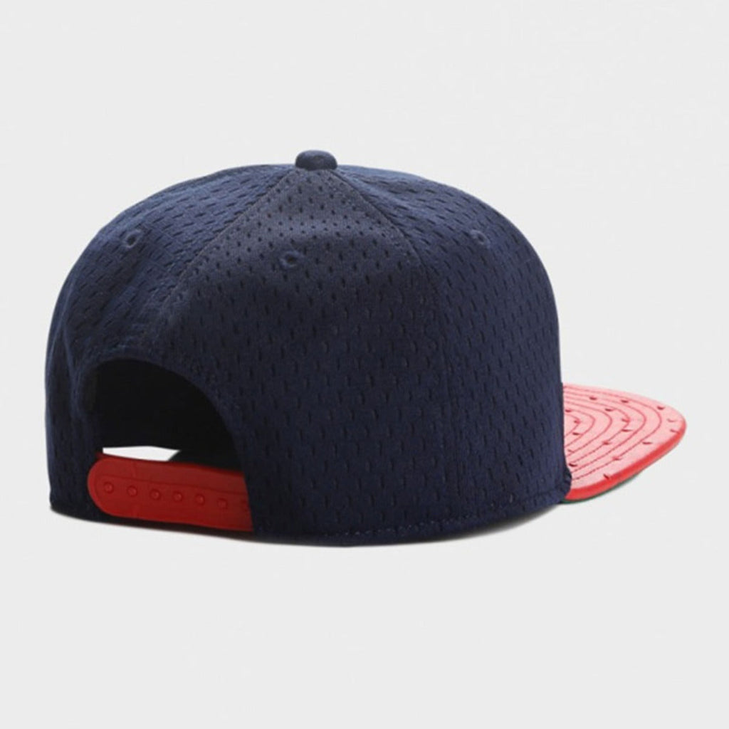 Trendy flat brimmed snapback hats embroider la creme breathable mesh
