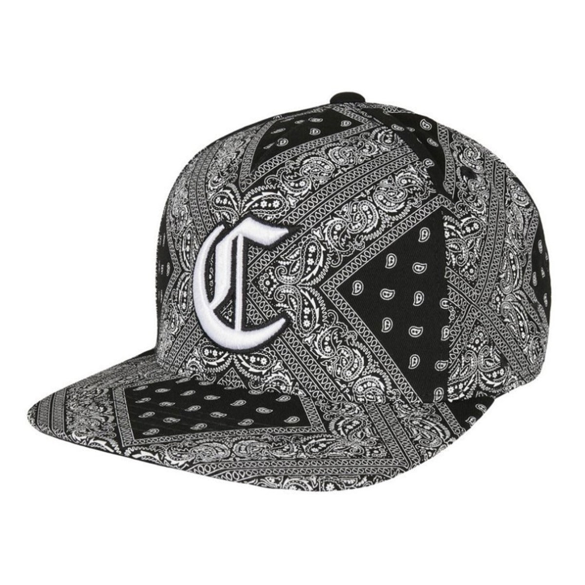 Trendy flat brimmed snapback hats cashew pattern sun shade