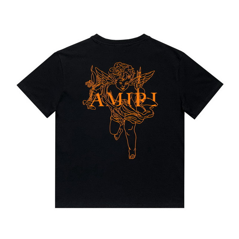 Amiri T Shirt Angel Sketch Printed Casual Hip Hop Short Sleeve T-shirt